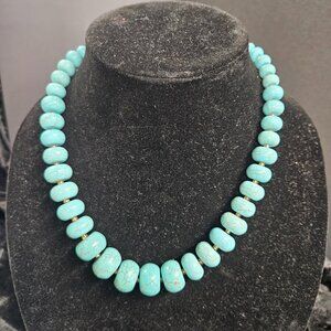 Cracked Bead aqua color necklace - 8 1/2"